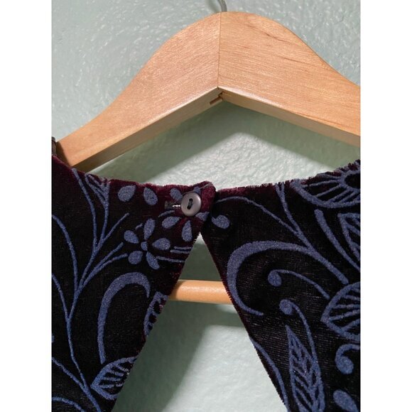 Vintage Scott McClintock Women's Blue and Purple‎ Floral Velvet Open Back Dress - Picture 12 of 12